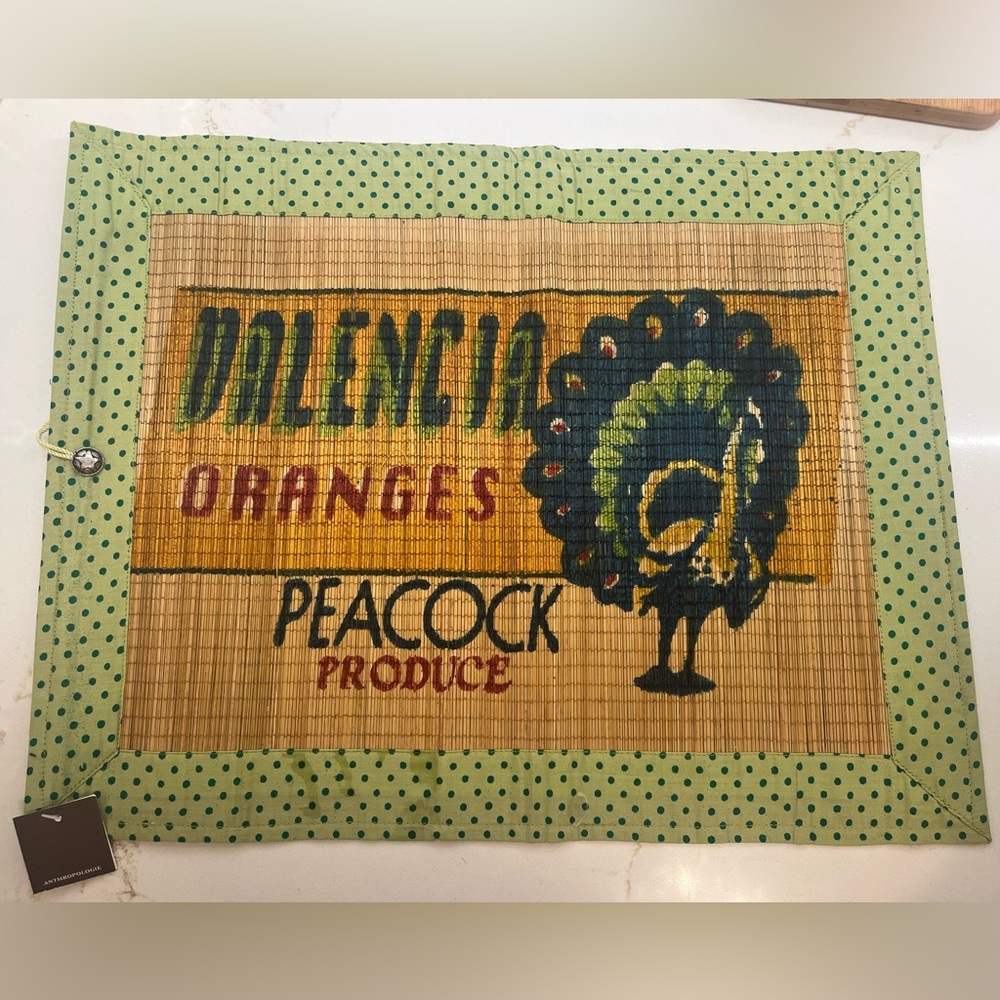 NWT Anthropologie Valencia Oranges Peacock placemats Set of 4